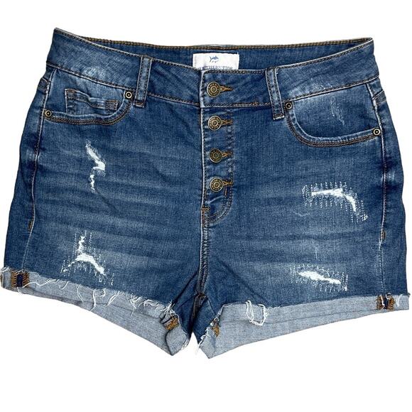 Southern Tide Hayes High Waisted Distressed Indigo‎ Denim Shorts Size 28 - Picture 1 of 7